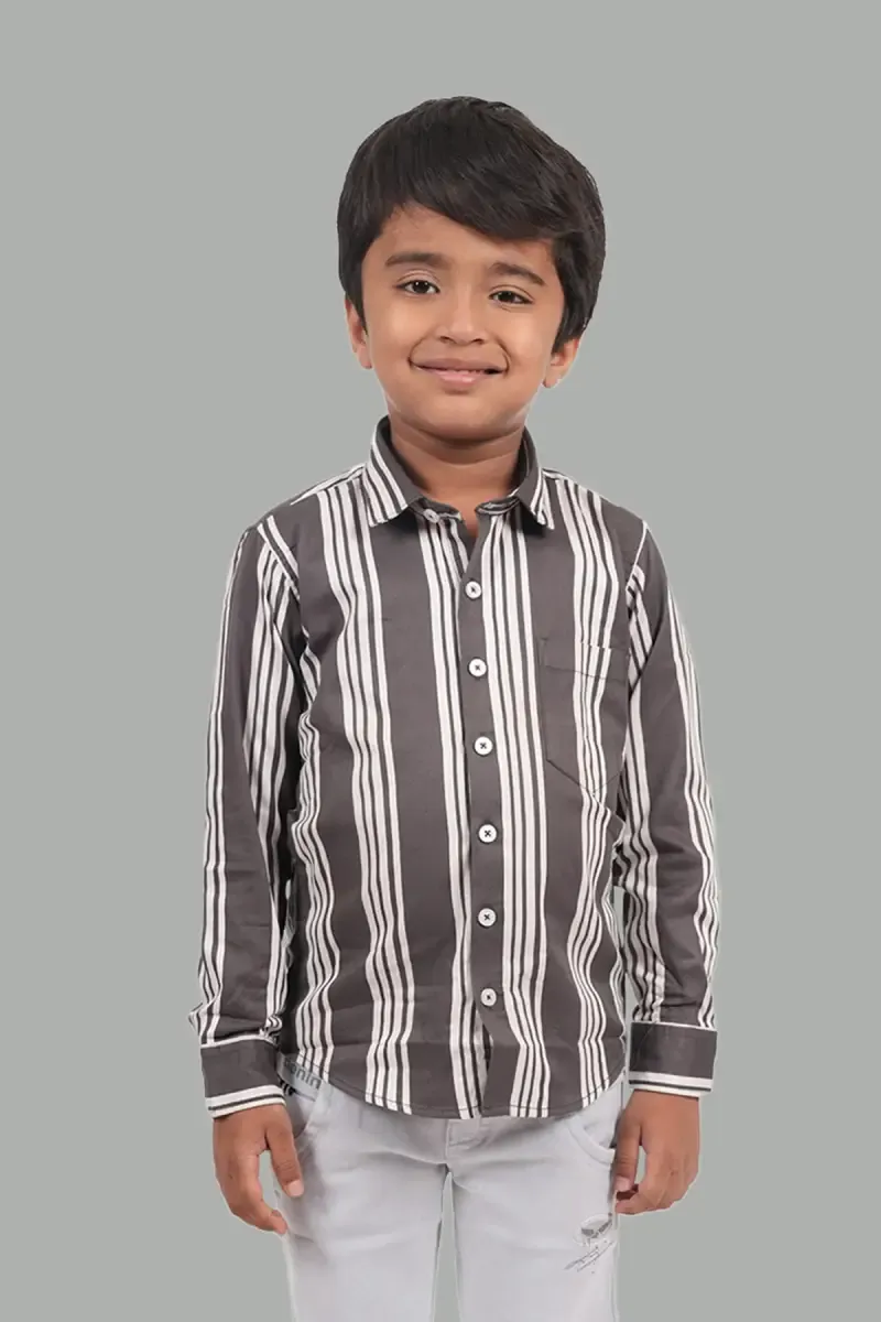 Boy's Striped Cotton Shirt 002613GRE1617YRS2