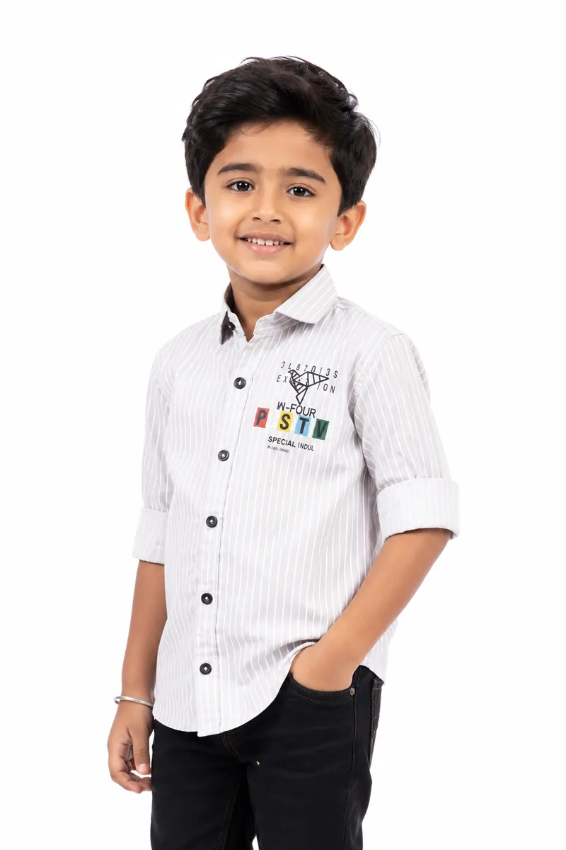 Cotton Striped Shirt for Boy 002635GRE1617YRS