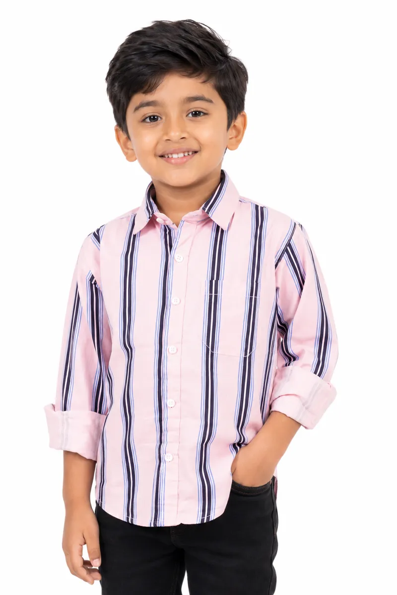 Boy's Striped Casual Shirt 002657PIN1617YRS