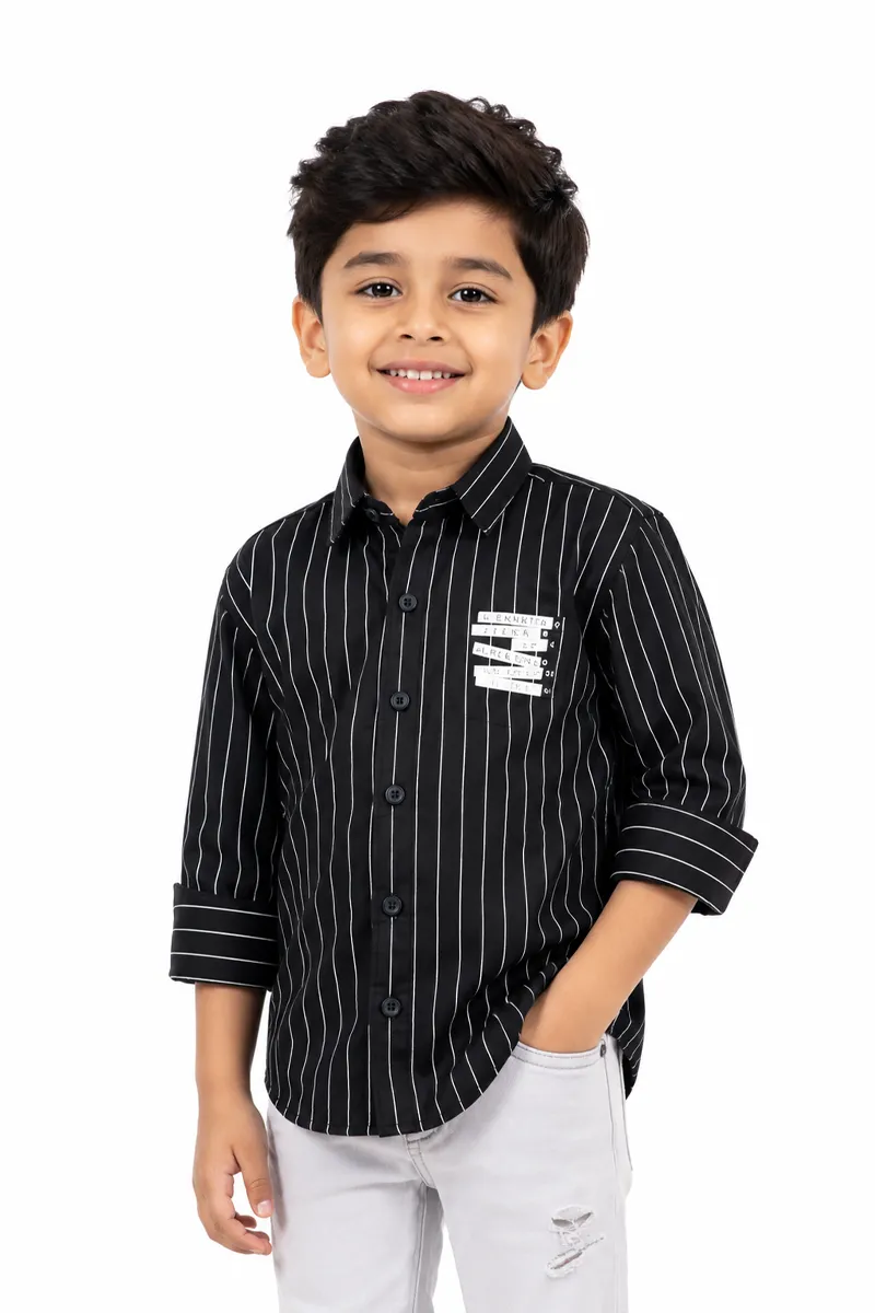 Cotton Striped Shirt for Boy 002659BLA1617YRS