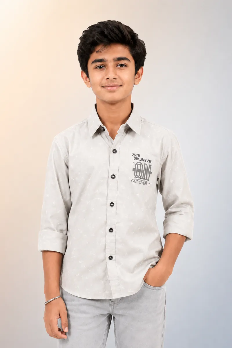 Cotton Floral Printed Shirt for Boy 002668GRE1617YRS2