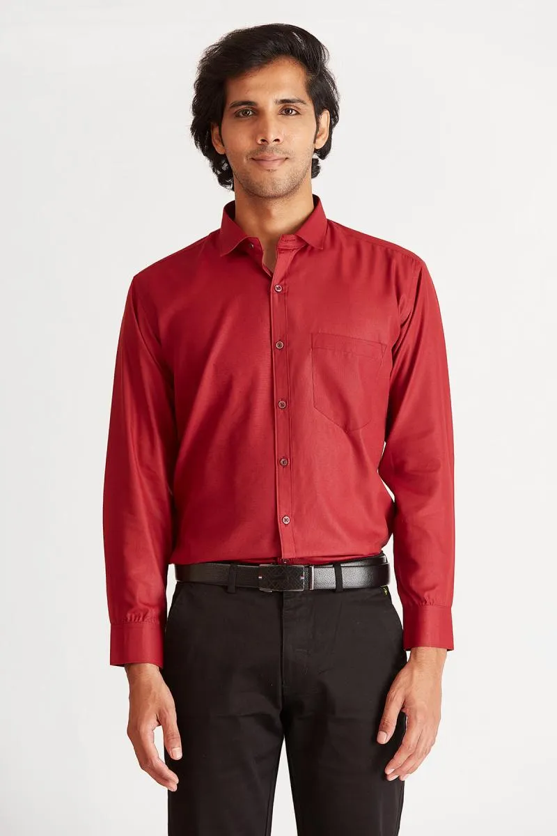 Men's Polycotton Solid Slim Fit Shirt 002736MAR38