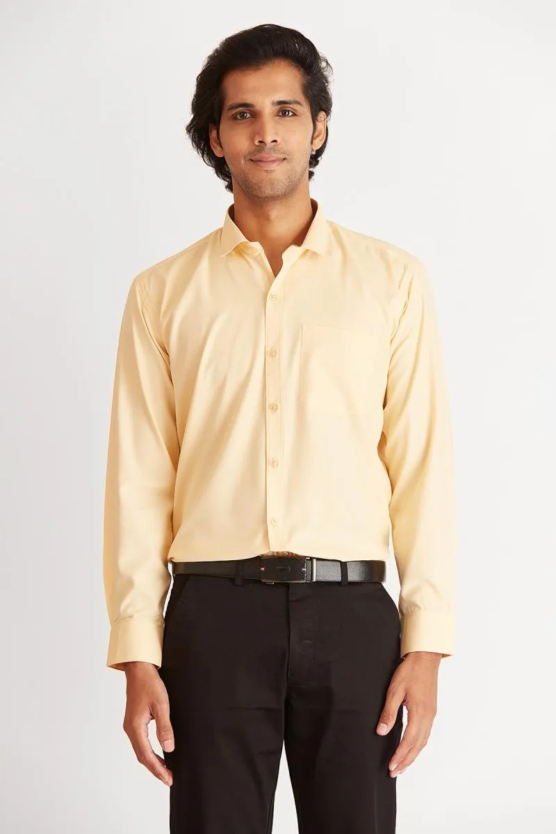 Men's Polycotton Solid Slim Fit Shirt 002736YEL36