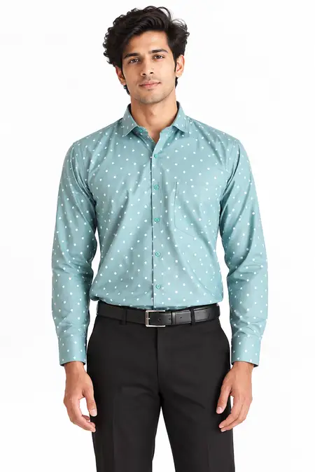 Men's Polycotton Printed Slim Fit Formal Shirt
