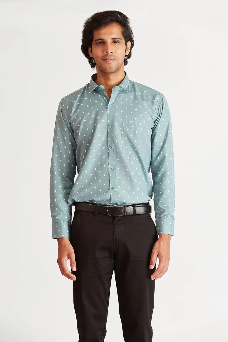 Men's Polycotton Printed Slim Fit Formal Shirt