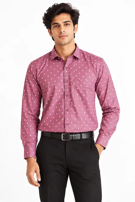 Men's Polycotton Printed Slim Fit Formal Shirt