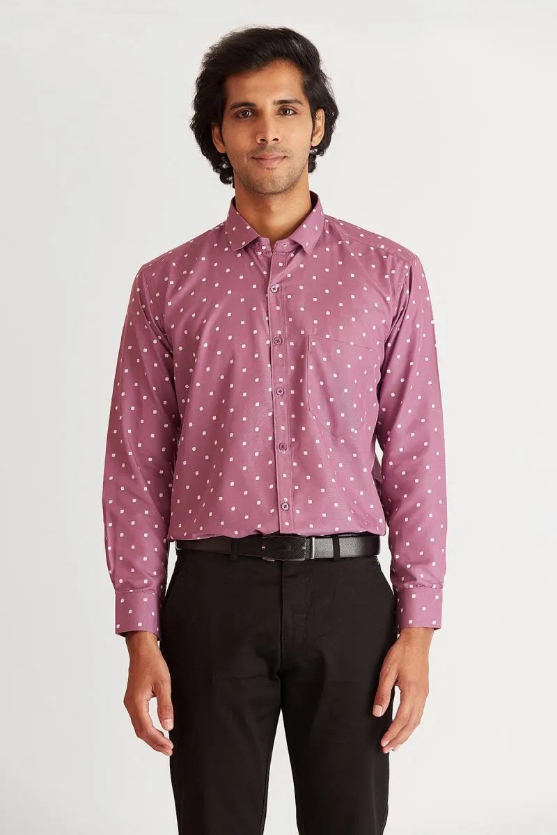 Men's Polycotton Printed Slim Fit Formal Shirt