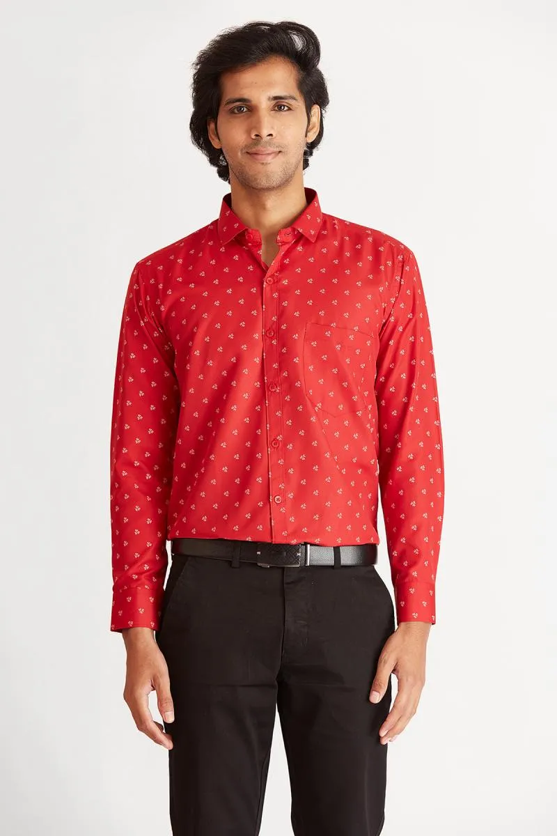 Men's Polycotton Slim Fit Formal Shirt 002740RED38