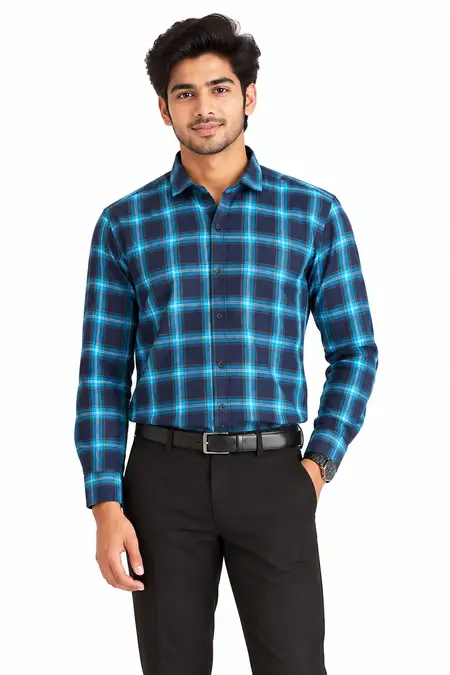 Checkered Polycotton Shirt for Men