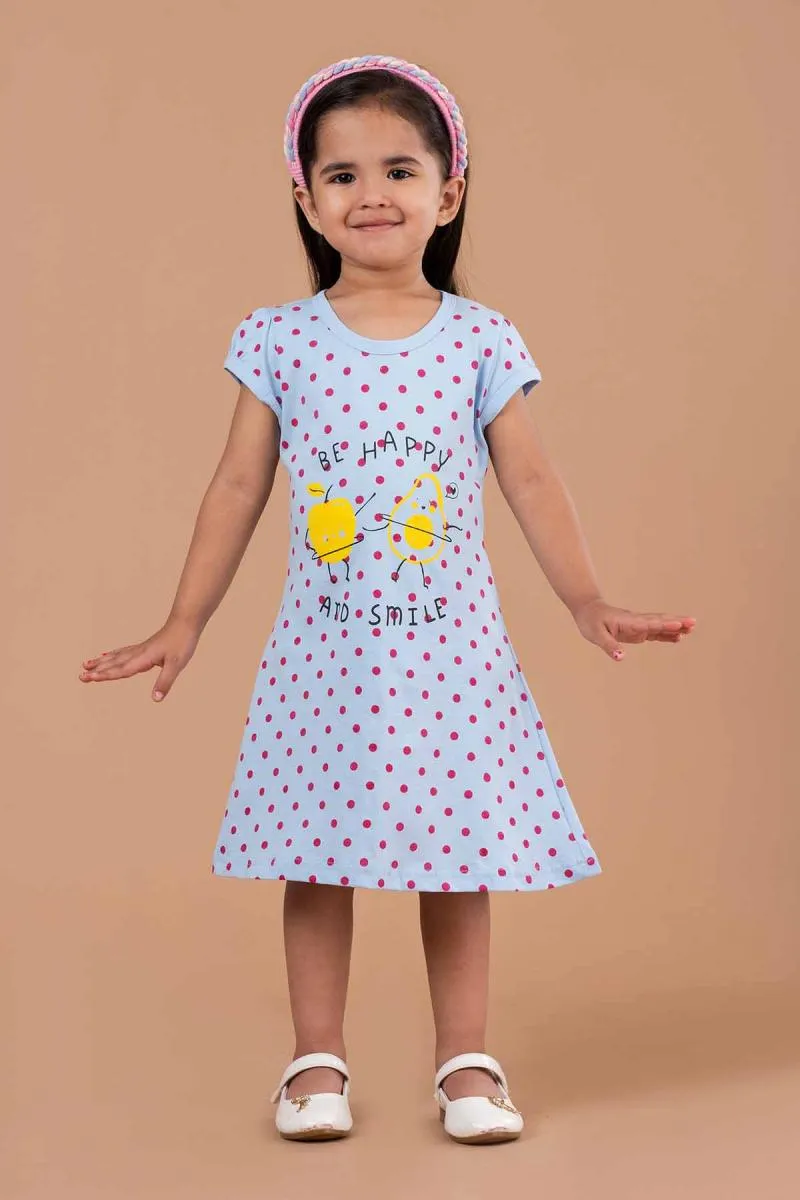 Girl's Pure Cotton Printed Dress (3 - 10 Yrs) 002803SKYBLU67YEA