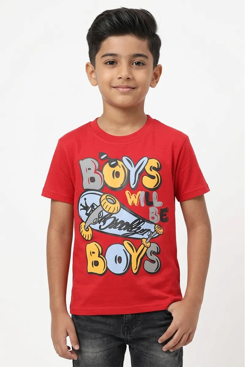 Graphic Print T-shirt for Boy 00281223YRSRED