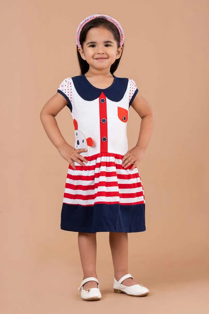 Girl's Pure Cotton Printed Dress (3 - 10 Yrs) 002851NAVBLU45YEA