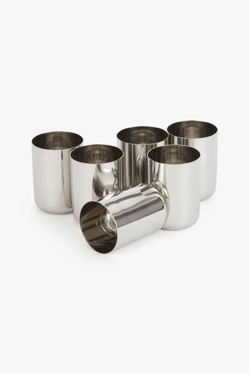Saurabh Stainless Steel Royal Glasses, Set of 6 - Each 300ML
