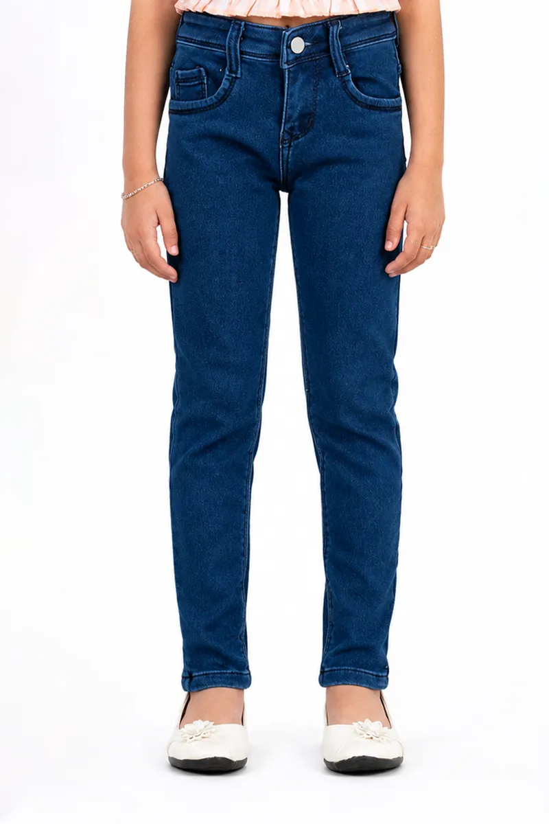 Girl's Cotton Lycra Blend Solid Jeans (5 - 15 Yrs)