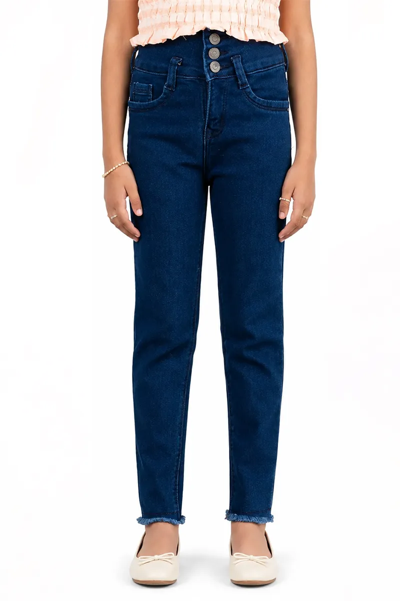 Girl's Cotton Lycra Blend Solid Jeans (5 - 15 Yrs)