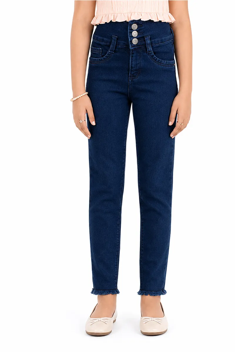 Girl's Cotton Lycra Blend Solid Jeans (5 - 15 Yrs)