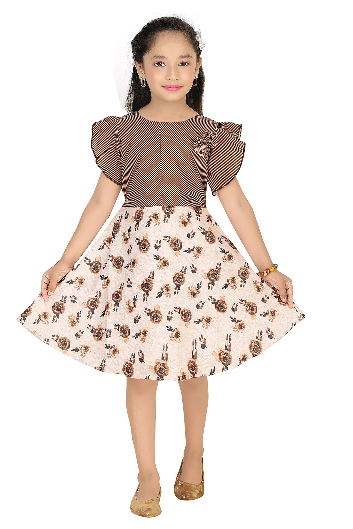 Girl's Polyester Printed Frock (3-13 Yrs) 003104COF67YEA