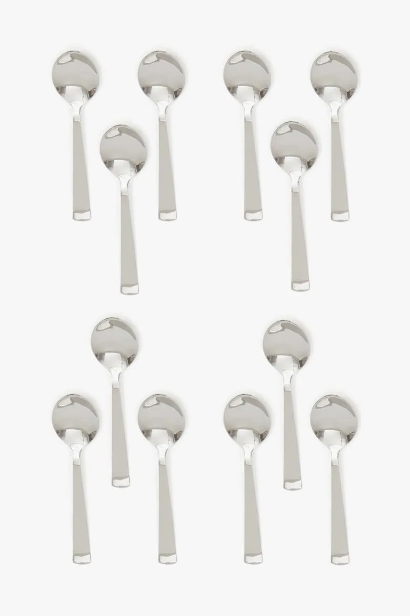 Saurabh Stainless Steel Dessert Spoon, Pack of 12 - 19cm
