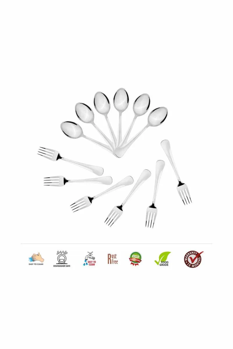 Sumeet Stainless Steel Baby Fork & Spoon Set - 12pcs