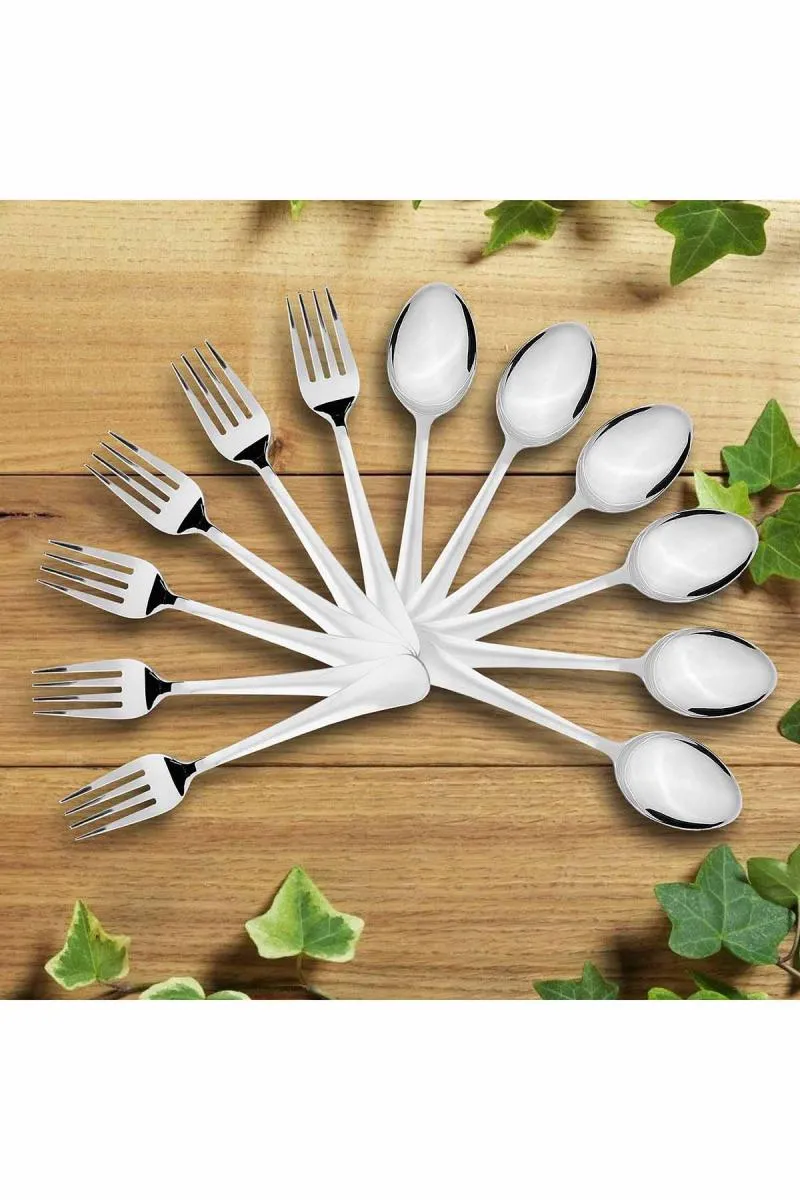 Sumeet Stainless Steel Dessert Fork & Spoon Set - 12pcs
