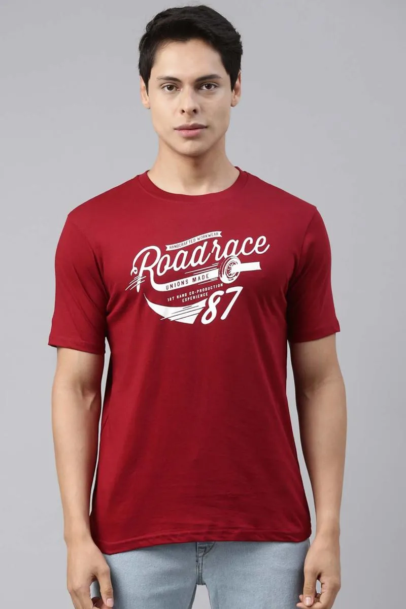Cotton Graphic Print T-shirt for Men 003228XLRED