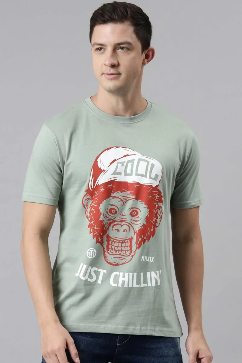 Cotton Graphic Print T-shirt for Men 003232LSAG