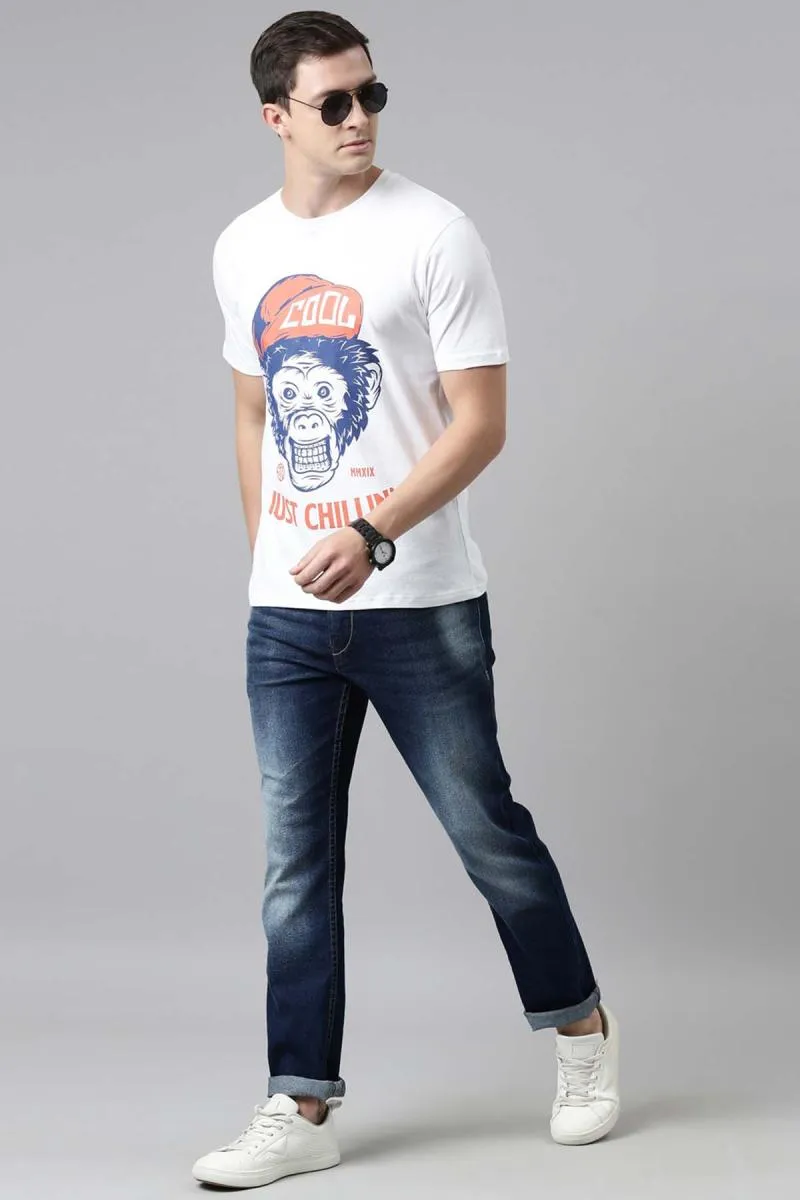 Cotton Graphic Print T-shirt for Men 003232SWHI