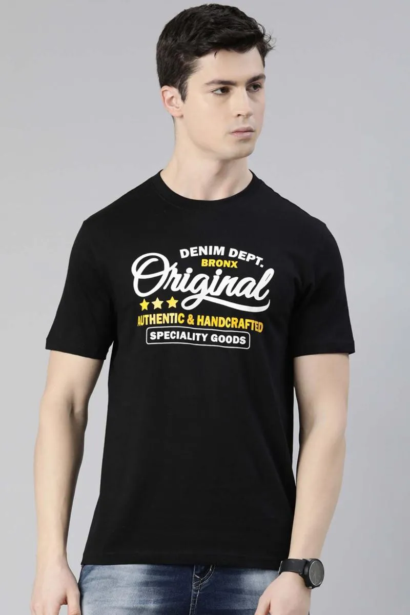 Cotton Graphic Print T-shirt for Men 003240XLBLA
