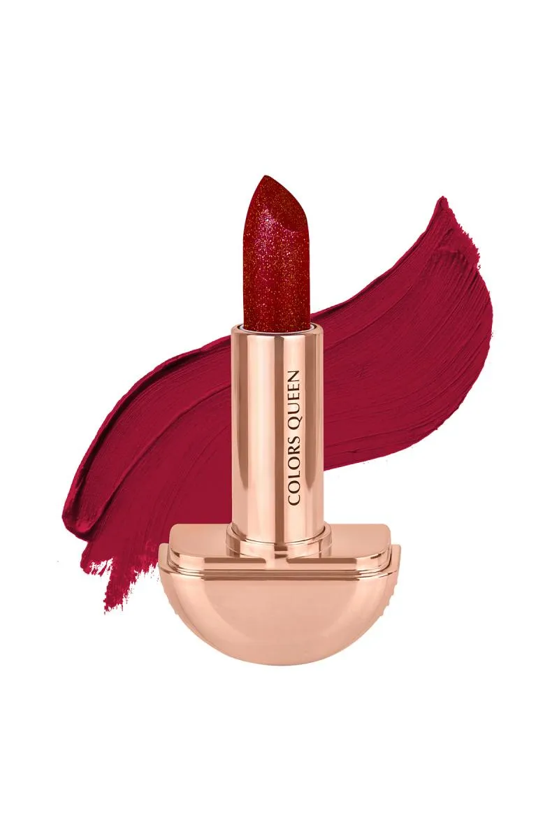 Colors Queen Rockstar Glitter Matte Lipstick with hint of Shimmer - 3gm (Chili Red)