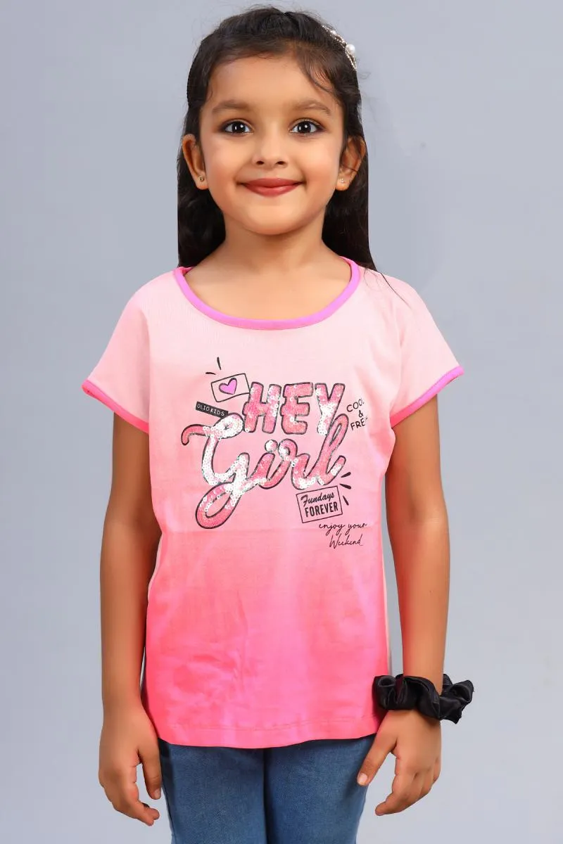 Pure Cotton Printed T-Shirt for Girl (5 - 15 Yrs)