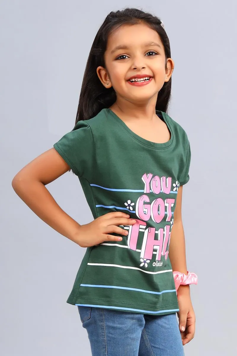 Pure Cotton Printed T-Shirt for Girl  (5 - 15 Yrs) 0033121415YRSOLI