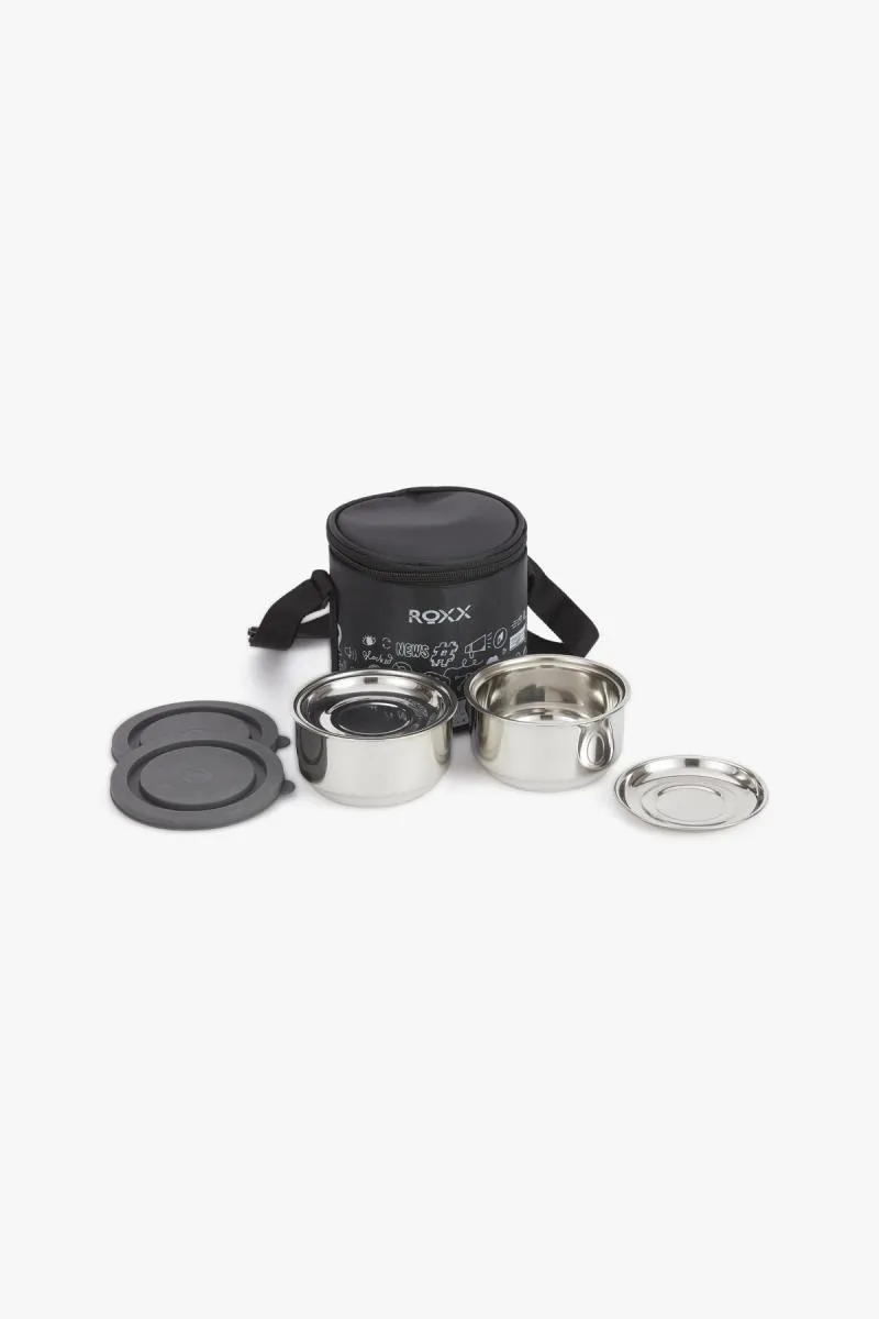 Roxx Stainless Steel Happy Meal Tiffin Box Set with Bag - 500ML