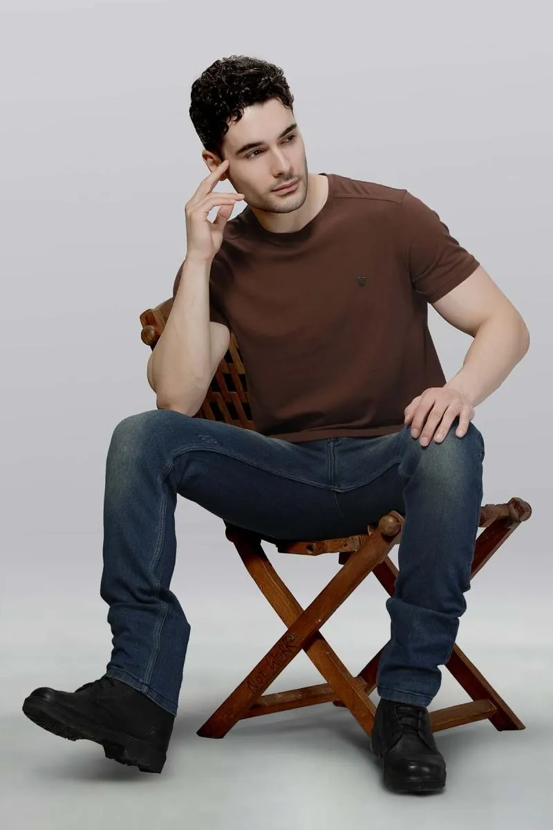 Cotton Blend V-Neck T-shirt for Men 003607MBRO