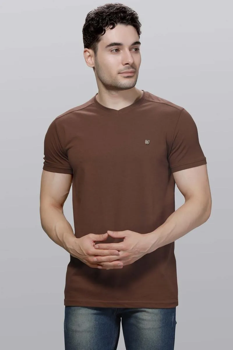 Cotton Blend V-Neck T-shirt for Men 003607XLBRO