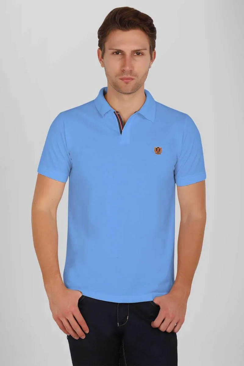 Cotton Polo T-shirt for Men 003608LSKYBLU