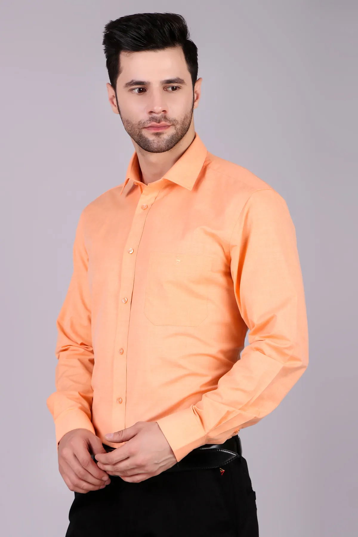 Men's Solid Slim Fit Formal Shirt 003613PEAS