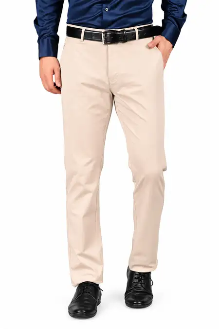 Cotton Blend Slim Fit Trousers for Men