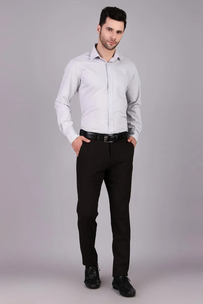 Cotton Blend Slim Fit Trousers for Men 00366130BLA