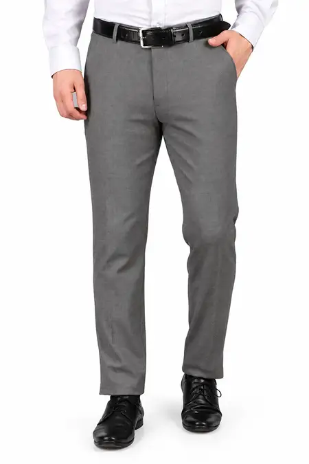 Cotton Blend Slim Fit Trousers for Men