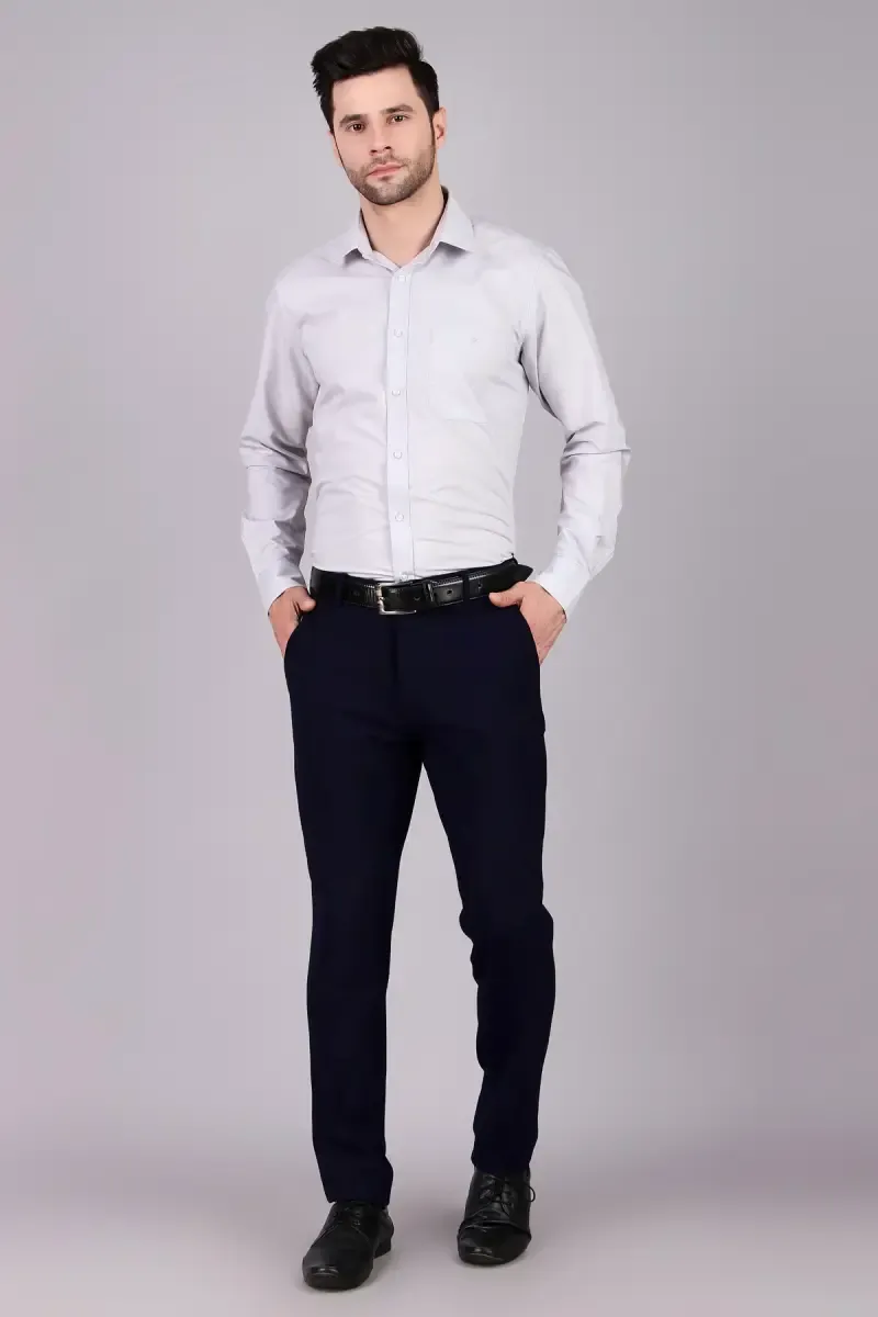 Cotton Blend Slim Fit Trousers for Men