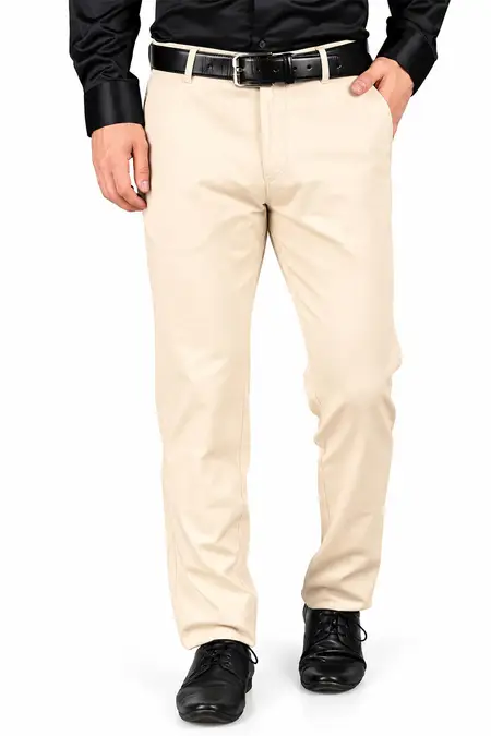 Cotton Blend Slim Fit Trousers for Men