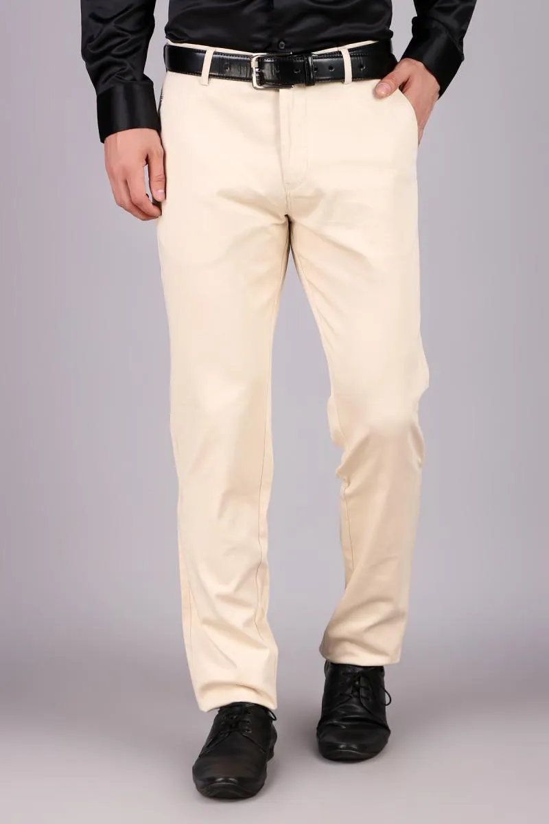 Cotton Blend Slim Fit Trousers for Men 00366138CRE