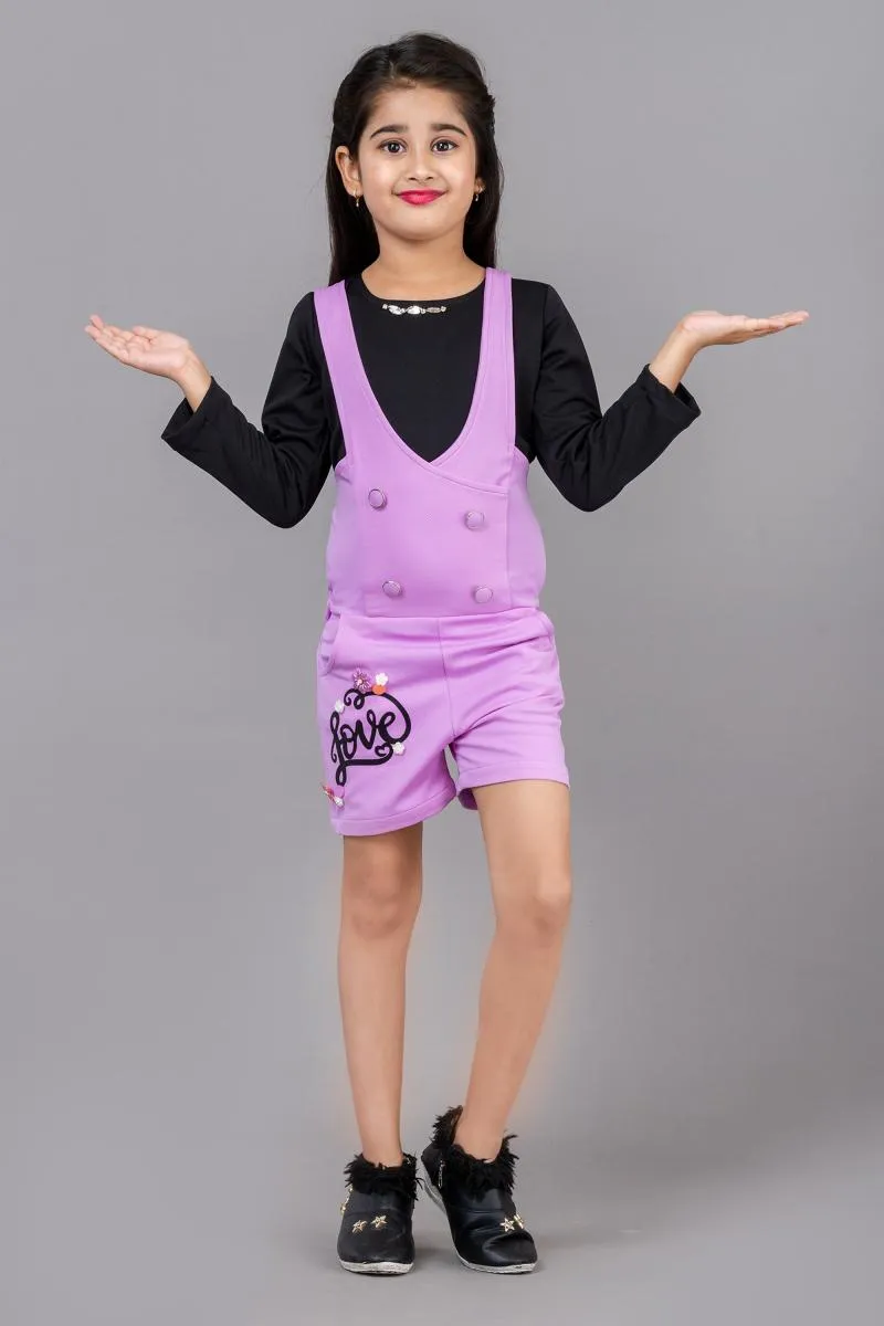 Girl's Polyester Solid Dungaree (3 - 9 Yrs) 003786LAV67YEA