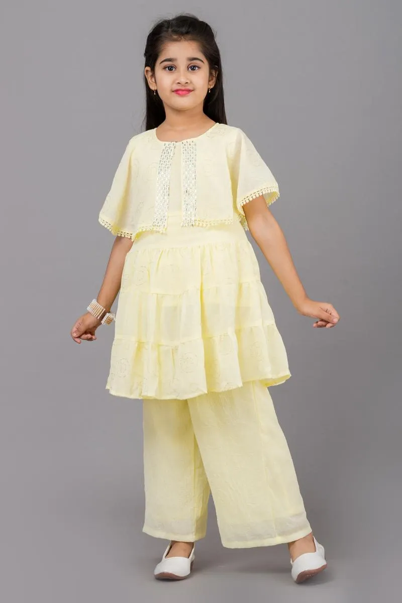 Girl's Georgette Embellished Kurta with Palazzo Set (3 - 13 Yrs)