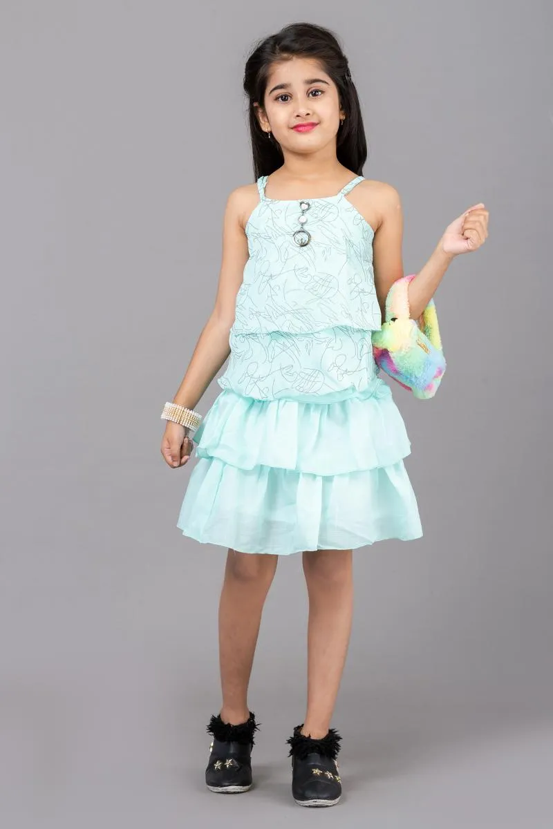 Girl's Cotton Blend Printed Clothing Set (3 - 13 Yrs) 003795AQU89YEA