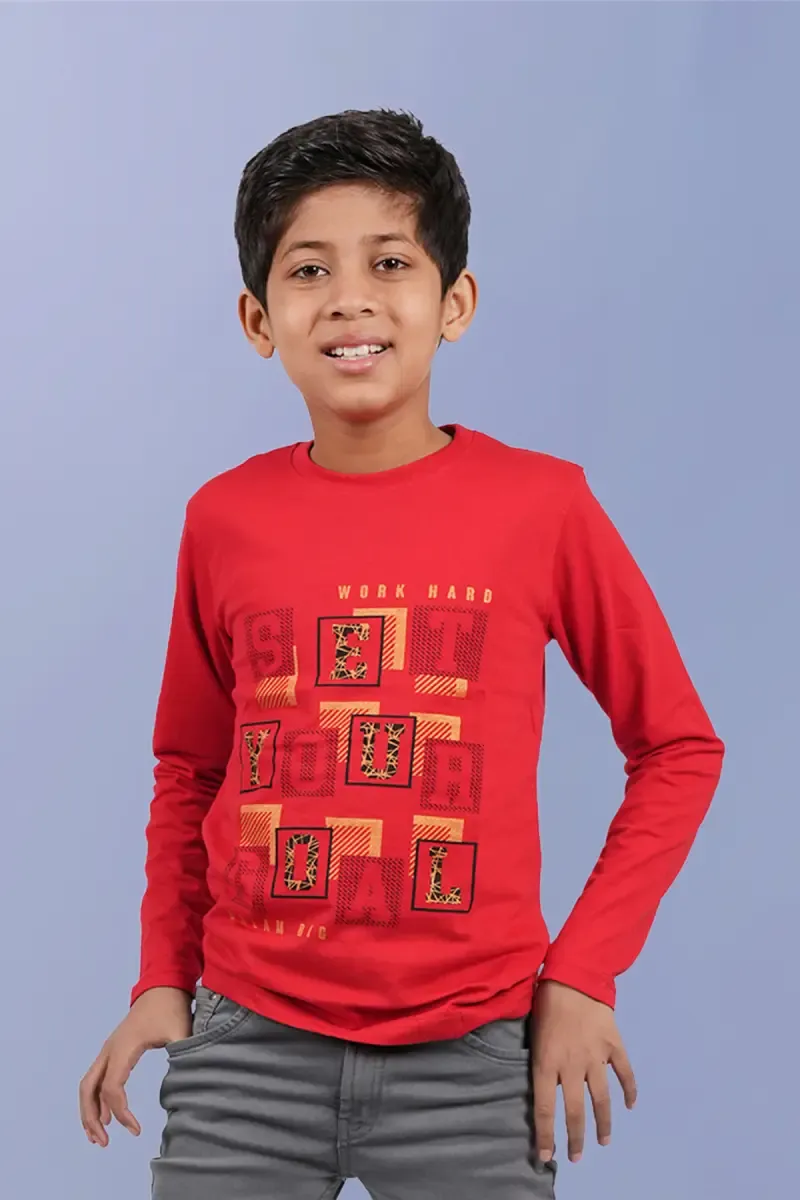 Boy's Typographic Print T-shirt 003849910YRSRED