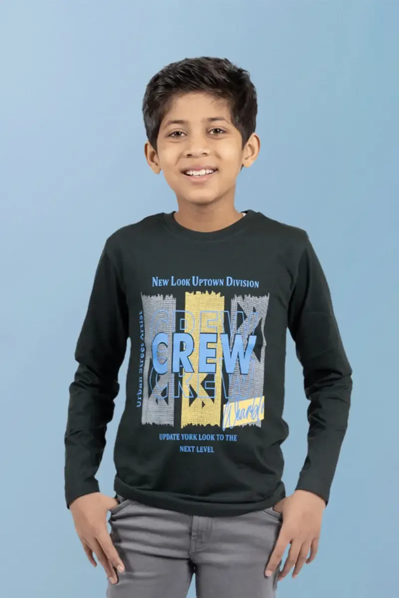 Boy's Printed Cotton T-shirt   003850910YRSDARGRE