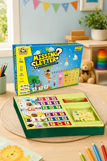 Missing Letter Educational Spelling with Sand Timer Game for Kids