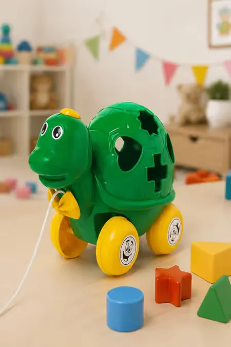 Toyzone Turtle Pull Along Toy For Kids (Green) - Pack of 1