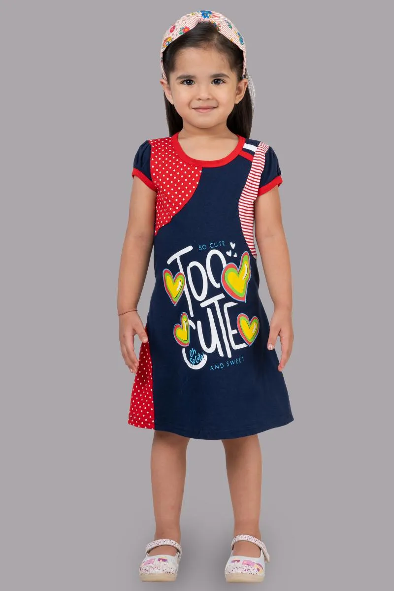 Girl's Pure Cotton Printed Dress (3 - 9 Yrs) 004013NAVBLU78YEA